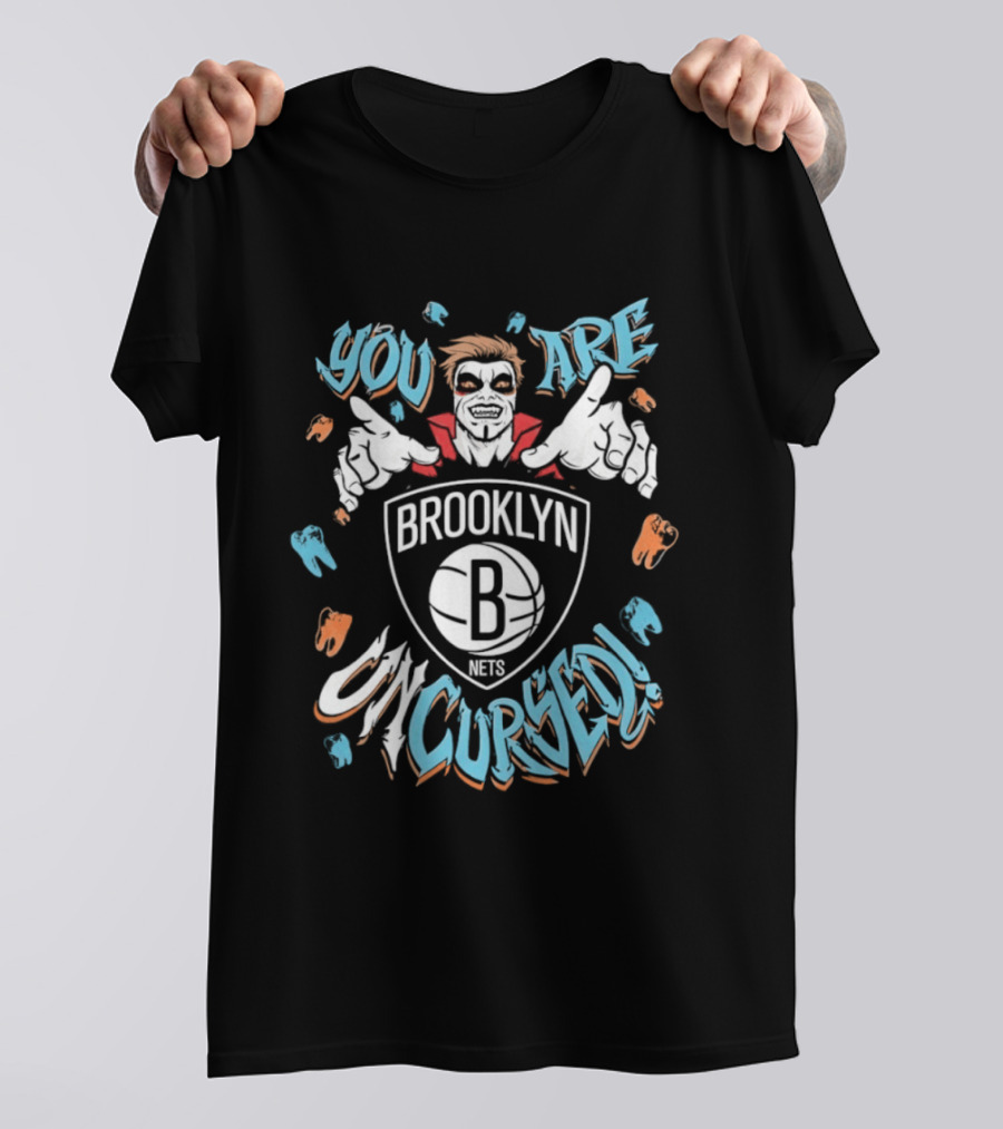 WWE Danhausen Brooklyn Nets You Are Cursed Vampire Horror T-Shirt