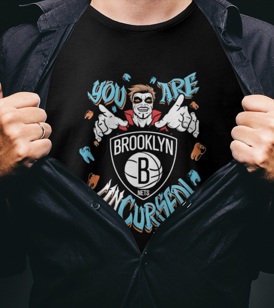 WWE Danhausen Brooklyn Nets You Are Cursed Vampire Horror T-Shirt