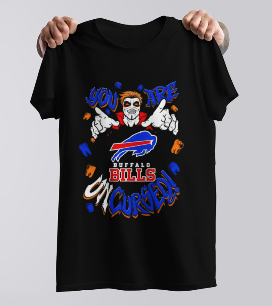 WWE Danhausen X Buffalo Bills You Are Uncursed Halloween Vampire Fangs T-Shirt