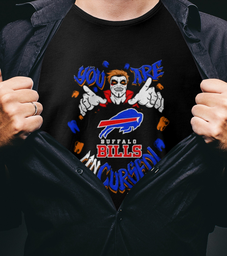 WWE Danhausen X Buffalo Bills You Are Uncursed Halloween Vampire Fangs T-Shirt