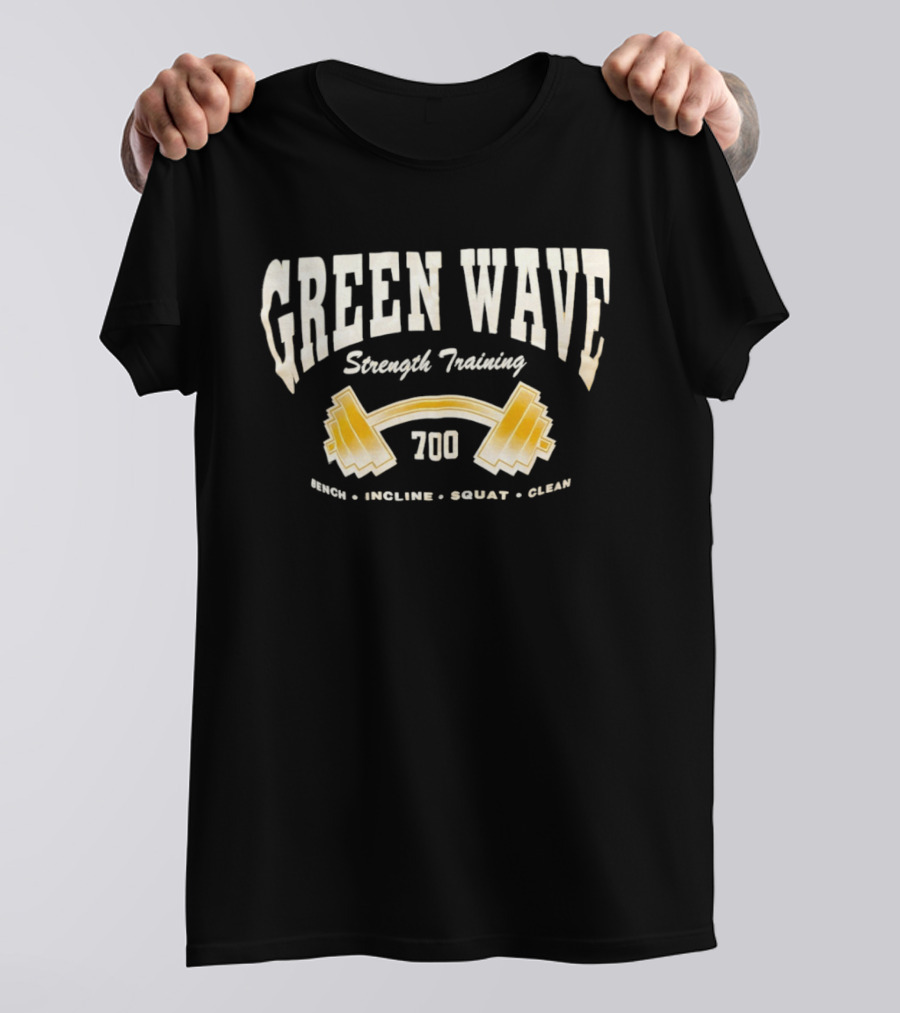 Green Wave Strength Training 700 Bench Incline Squat Clean Barbell T-Shirt