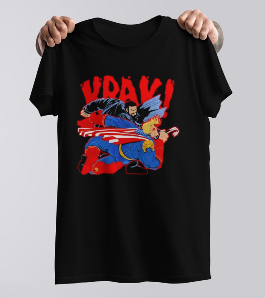 Billy Butcher Punching Homelander VRAK Comic Style Showdown T-Shirt