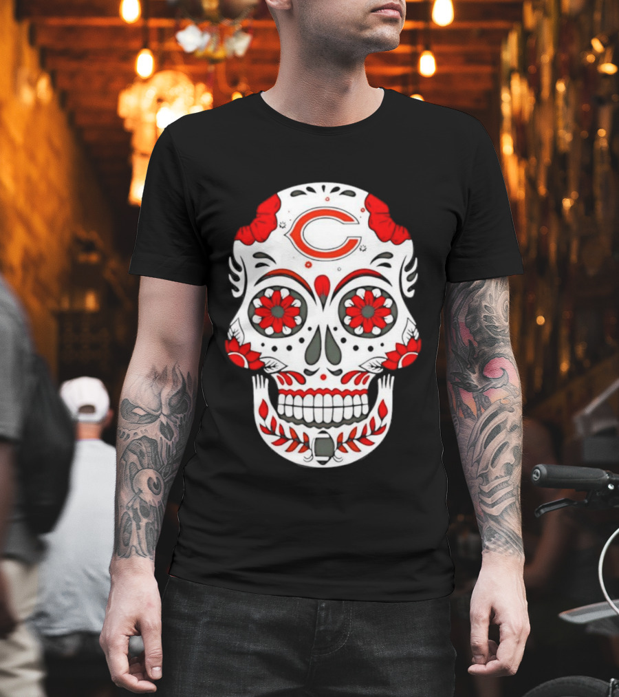 Chicago Bears Dia De Los Muertos Sugar Skull C T-Shirt