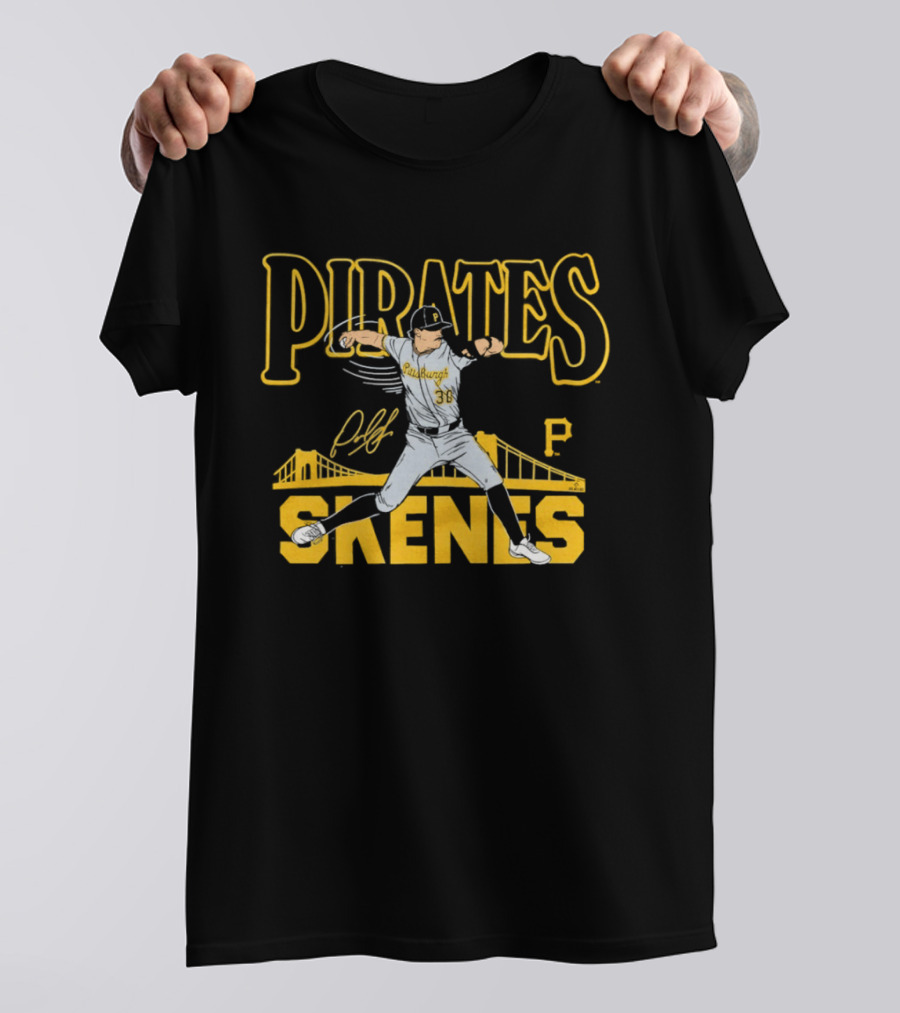 Pittsburgh Pirates Paul Skenes 30 Pitching Bridge T-Shirt