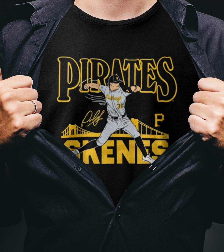 Pittsburgh Pirates Paul Skenes 30 Pitching Bridge T-Shirt