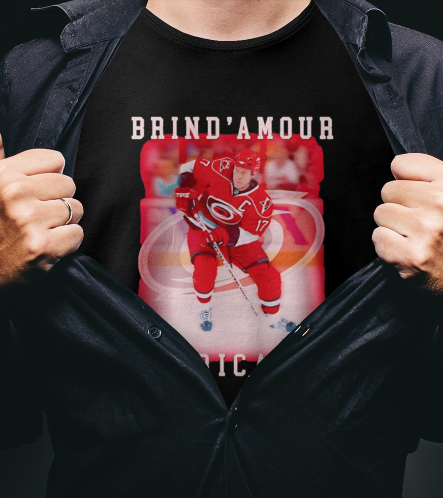 Brind'Amour Hurricanes Number 17 Captain Hockey Player T-Shirt