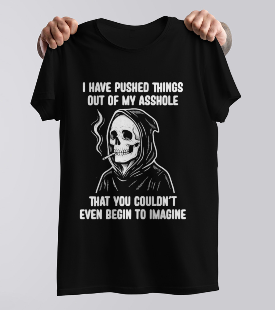 Skeleton Grim Reaper Smoking Dark Humor Sarcastic T-Shirt