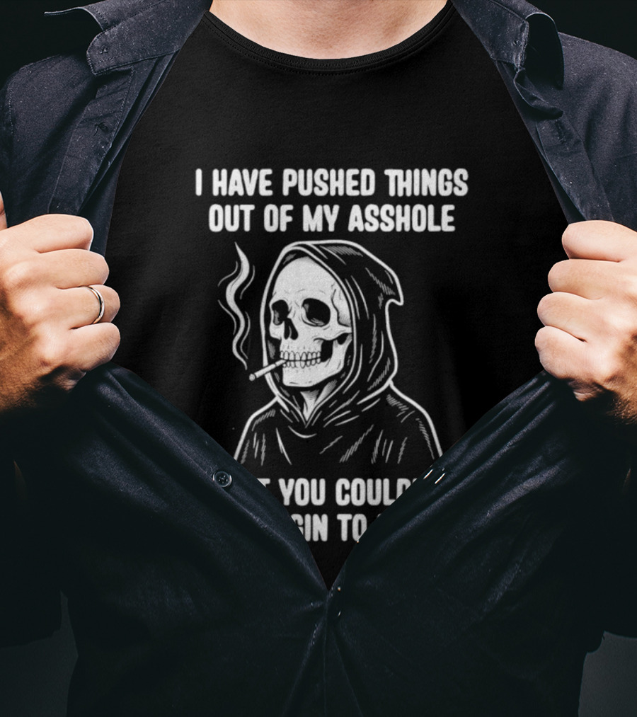 Skeleton Grim Reaper Smoking Dark Humor Sarcastic T-Shirt