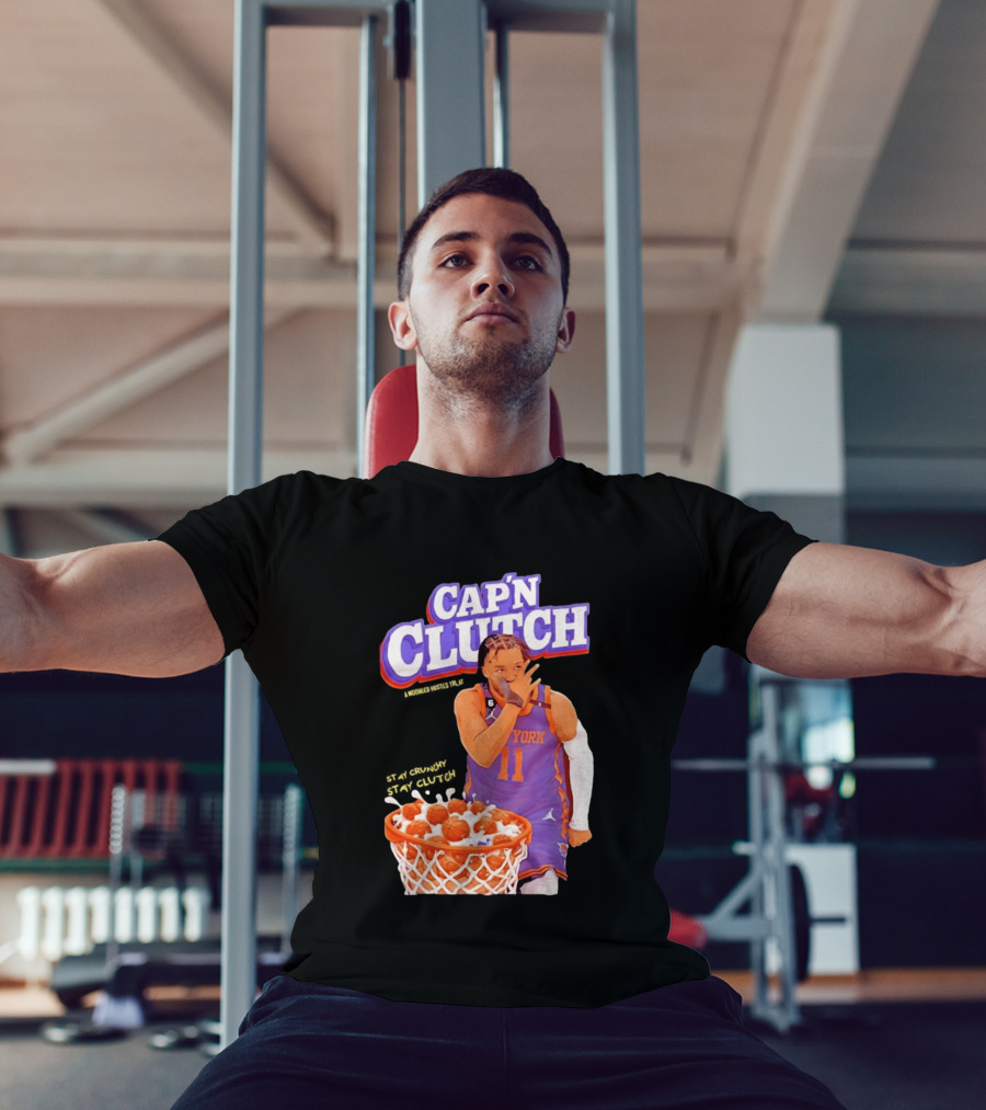 New York Knicks Jalen Brunson Capn Clutch Basketball Cereal Stay Crunchy T-Shirt