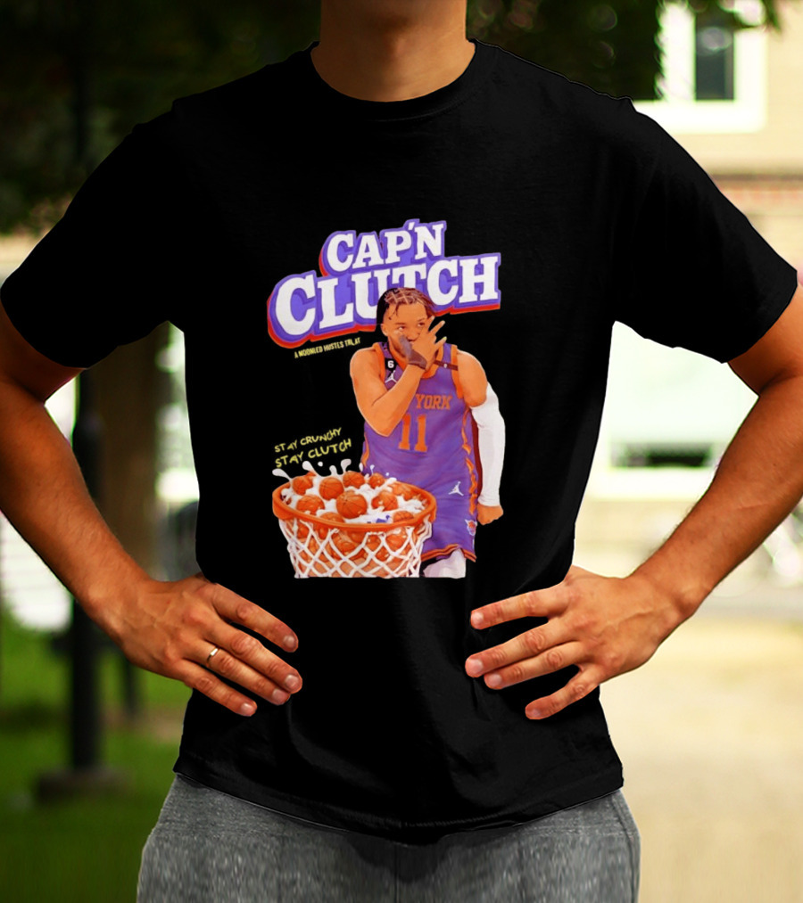 New York Knicks Jalen Brunson Capn Clutch Basketball Cereal Stay Crunchy T-Shirt