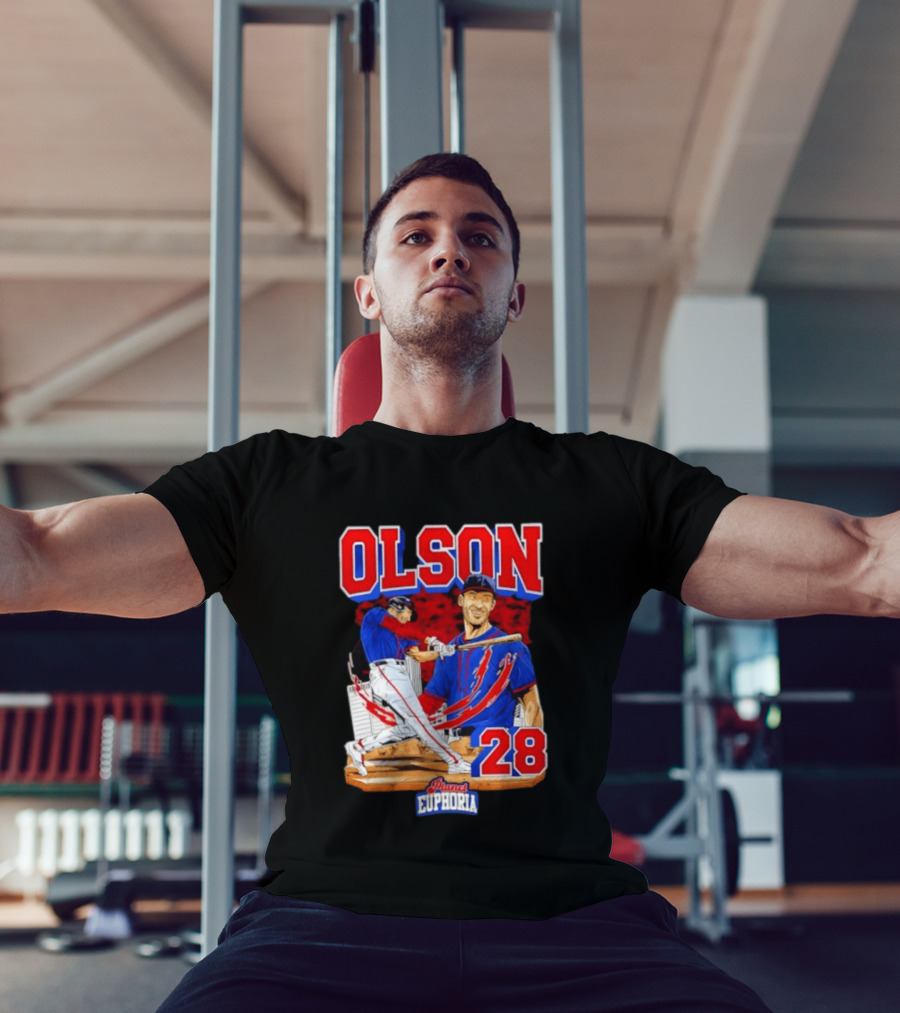 Matt Olson 28 Planet Euphoria Braves Baseball Comic Swing T-Shirt