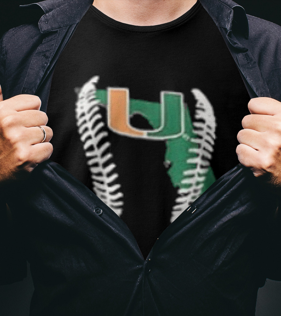 Miami Hurricanes U 2026 Baseball Orange Green T-Shirt