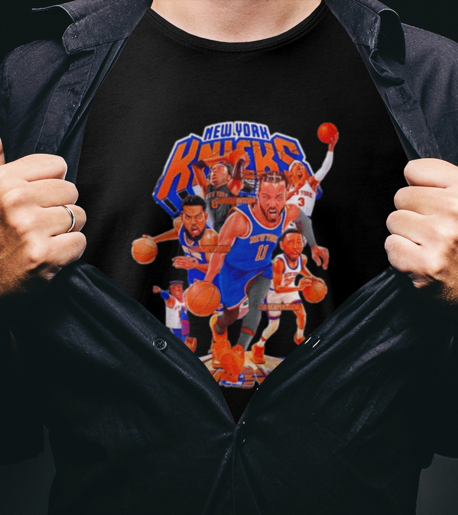 New York Knicks Team Animation Styles Retro Basketball Players T-Shirt