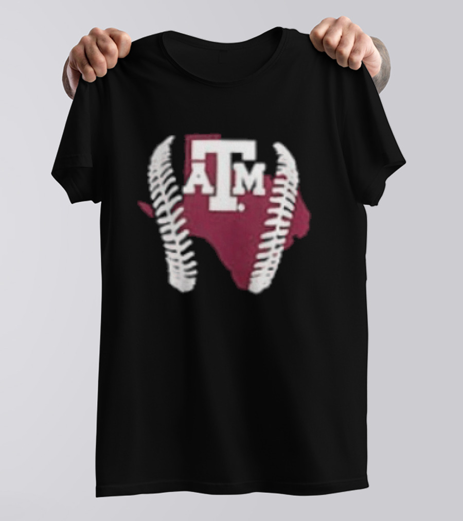 Texas A&M Aggies 2026 Baseball Icon With State Silhouette And Stitching T-Shirt