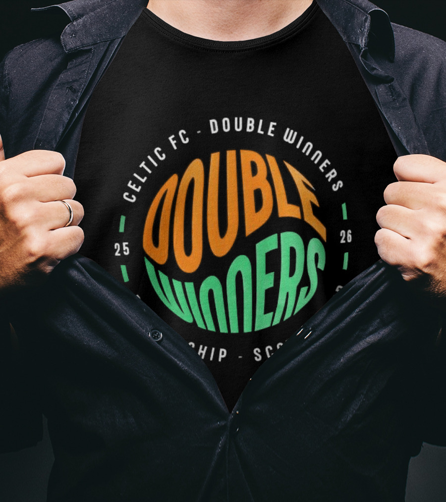 Celtic FC Double Winners 2026 Premiership Scottish Cup T-Shirt