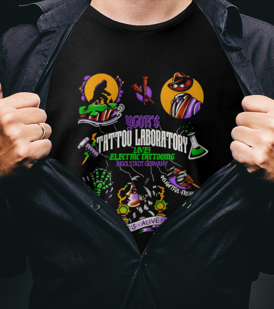 Igor's Tattoo Laboratory Live Electric Tattooing 2026 Monster Mad Scientist Adventure Ink T-Shirt