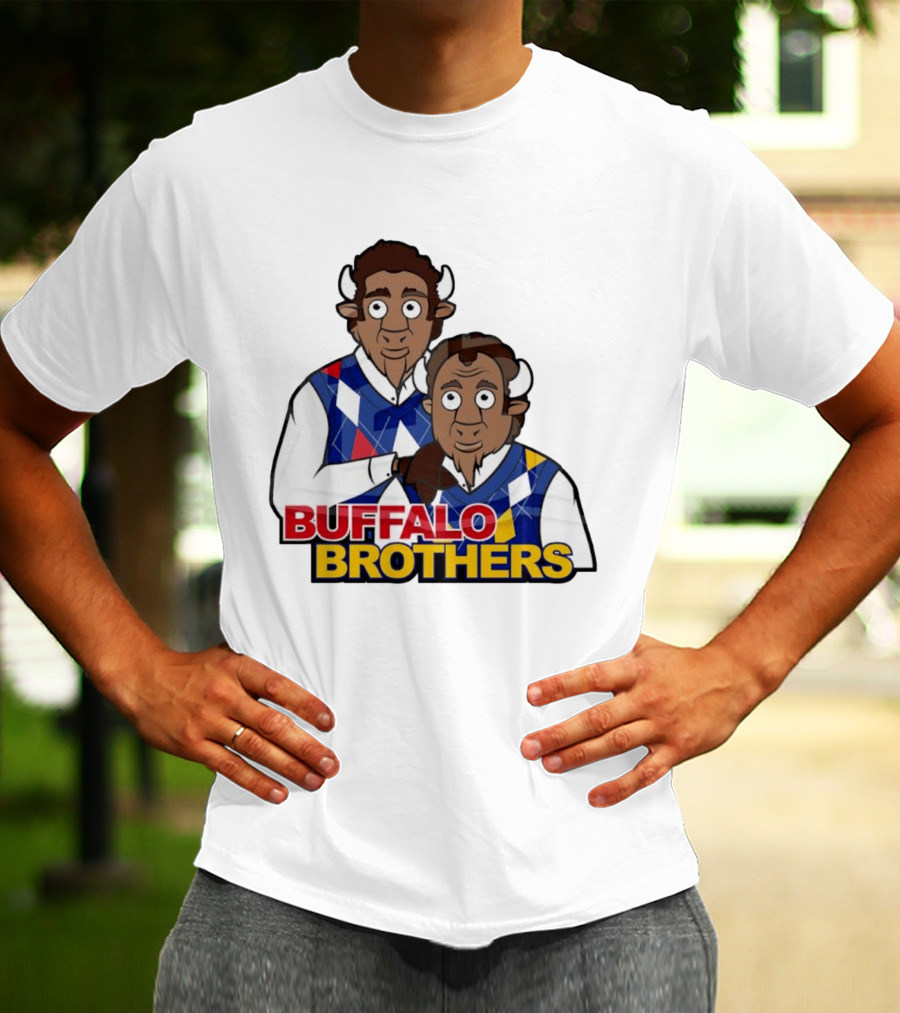 Buffalo Brothers Bison Characters Cartoon Duo T-Shirt