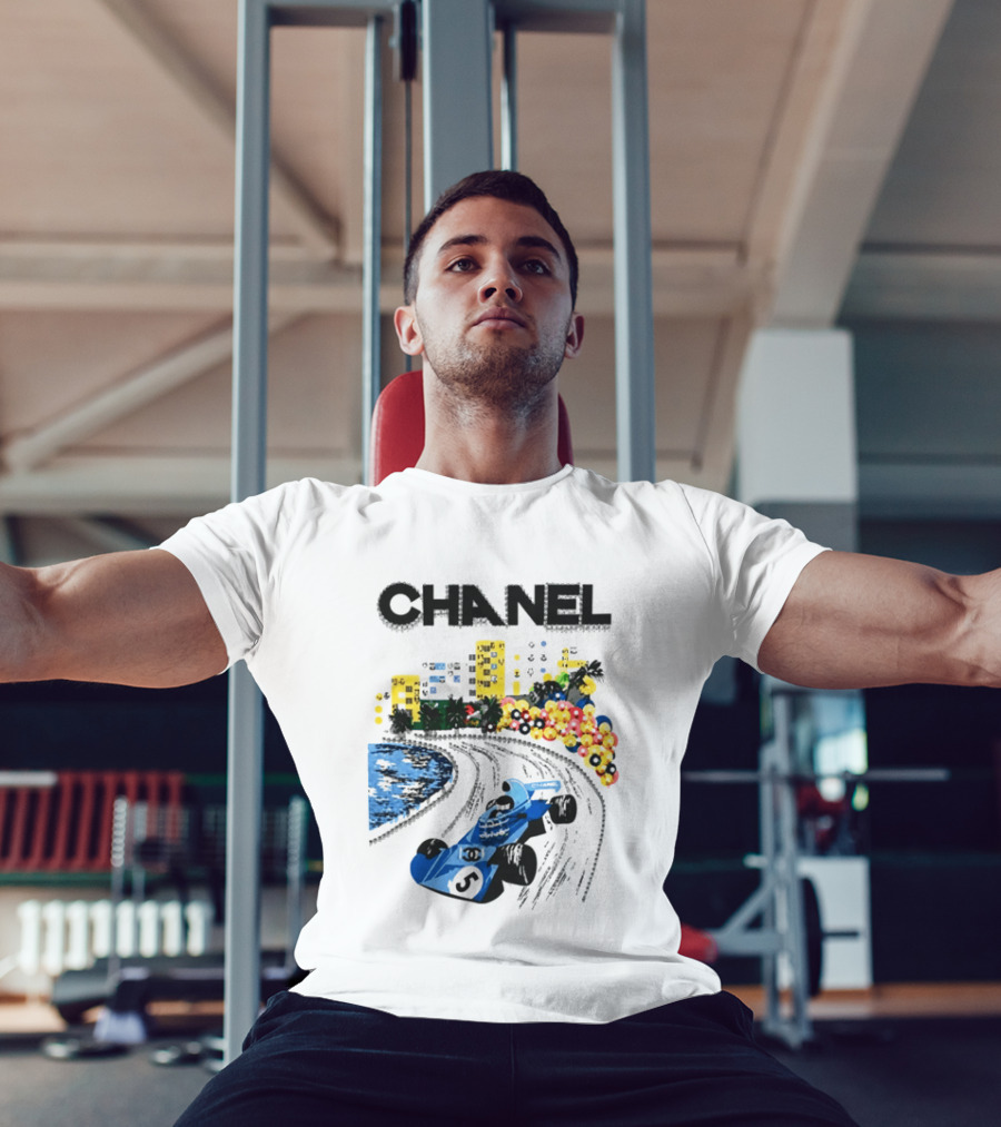CHANEL F1 Formula Racing Car Retro Cityscape T-Shirt