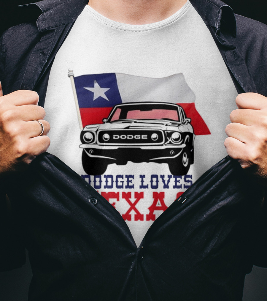 Dodge Loves Texas State Flag Mustang T-Shirt