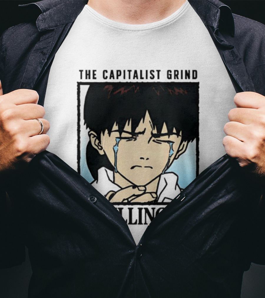 Shinji Ikari The Capitalist Grind Is Killing Me Neon Genesis Evangelion T-Shirt
