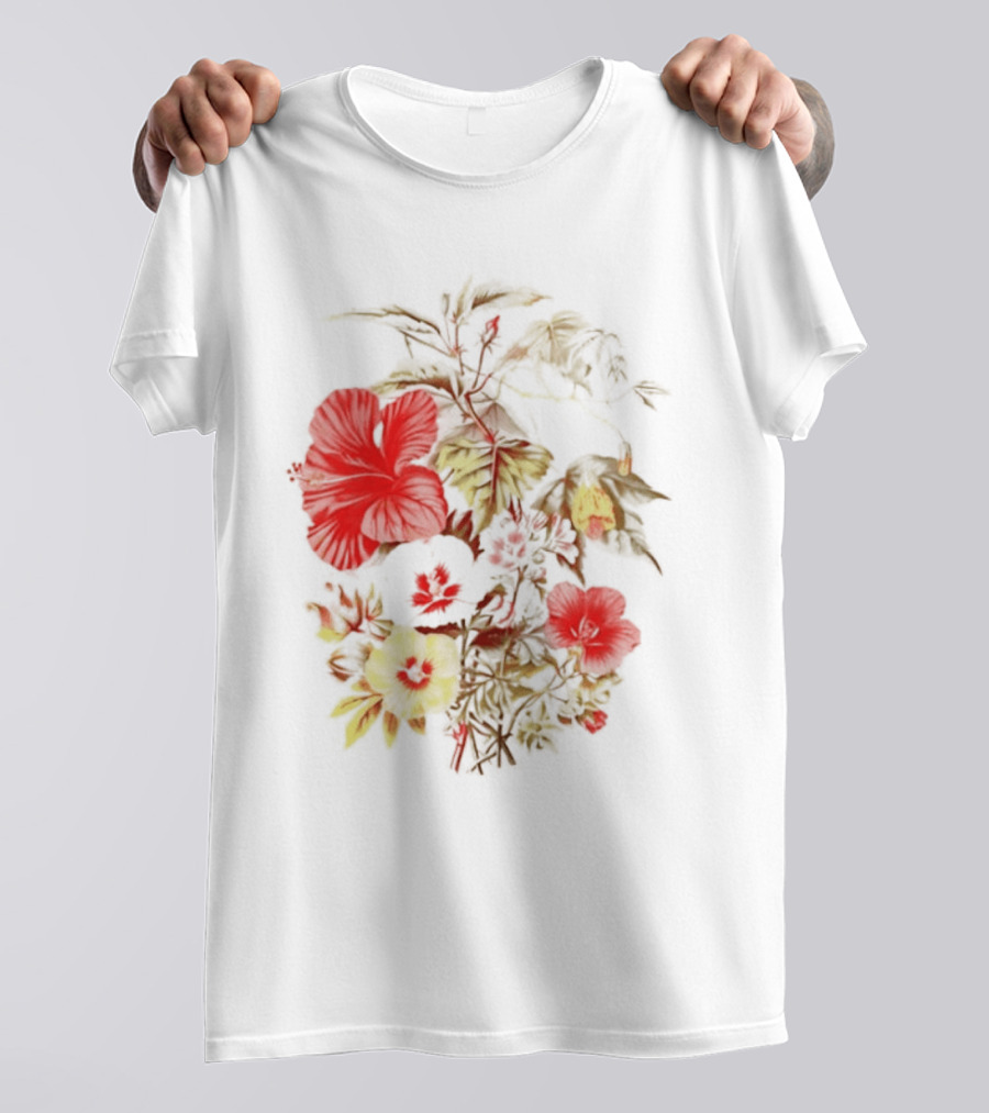 Hibiscus Mallow Cotton Floral Blossoms T-Shirt