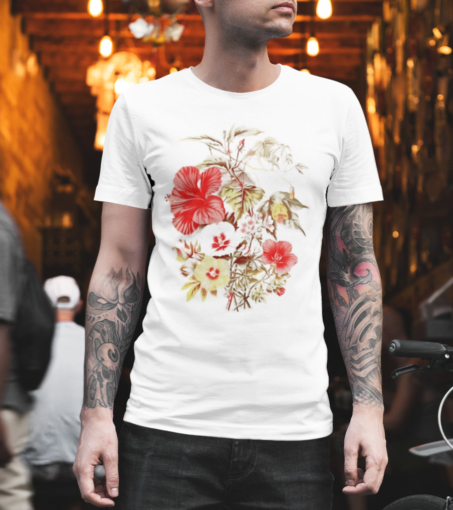 Hibiscus Mallow Cotton Floral Blossoms T-Shirt