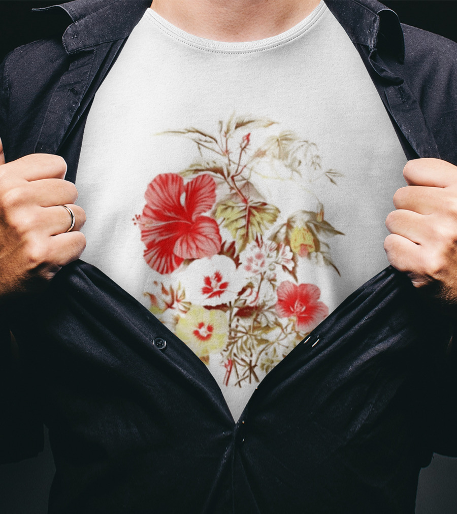 Hibiscus Mallow Cotton Floral Blossoms T-Shirt