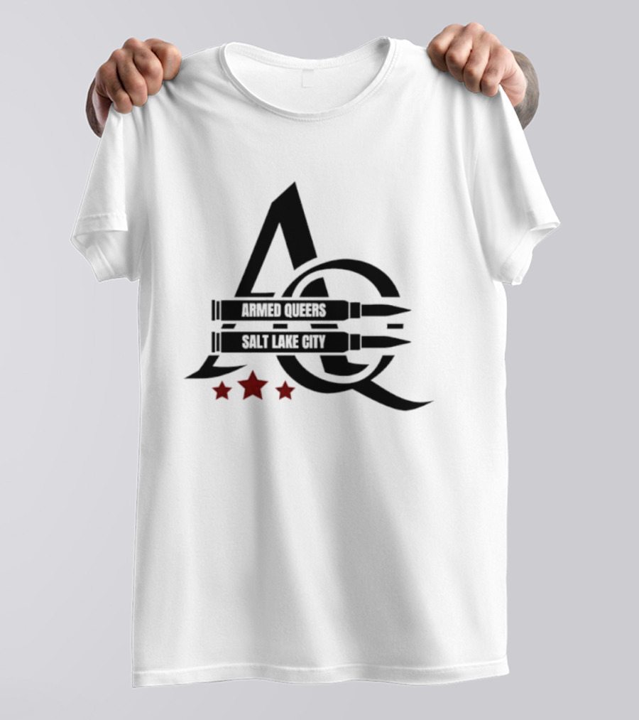 Armed Queers Salt Lake City AQ Bullet Logo Three Stars T-Shirt