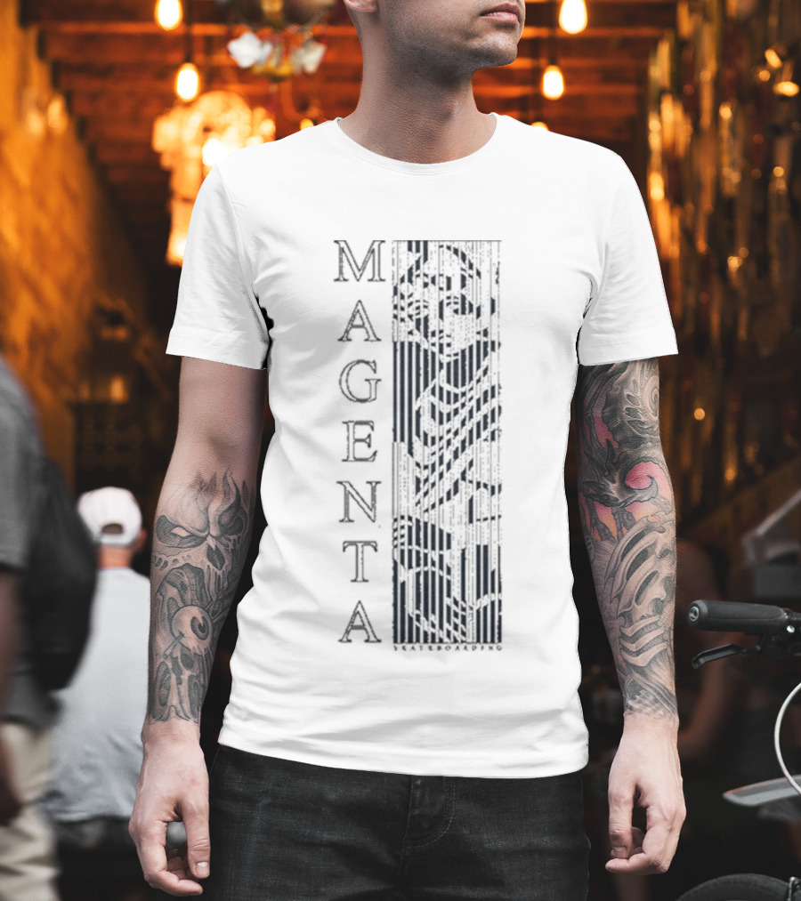 Magenta Skateboards Vertical Logo Stripe Tati T-Shirt