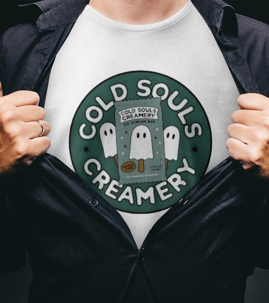 Cold Souls Creamery Ice Scream Bar Boo Nilla Ghost Ice Cream T-Shirt