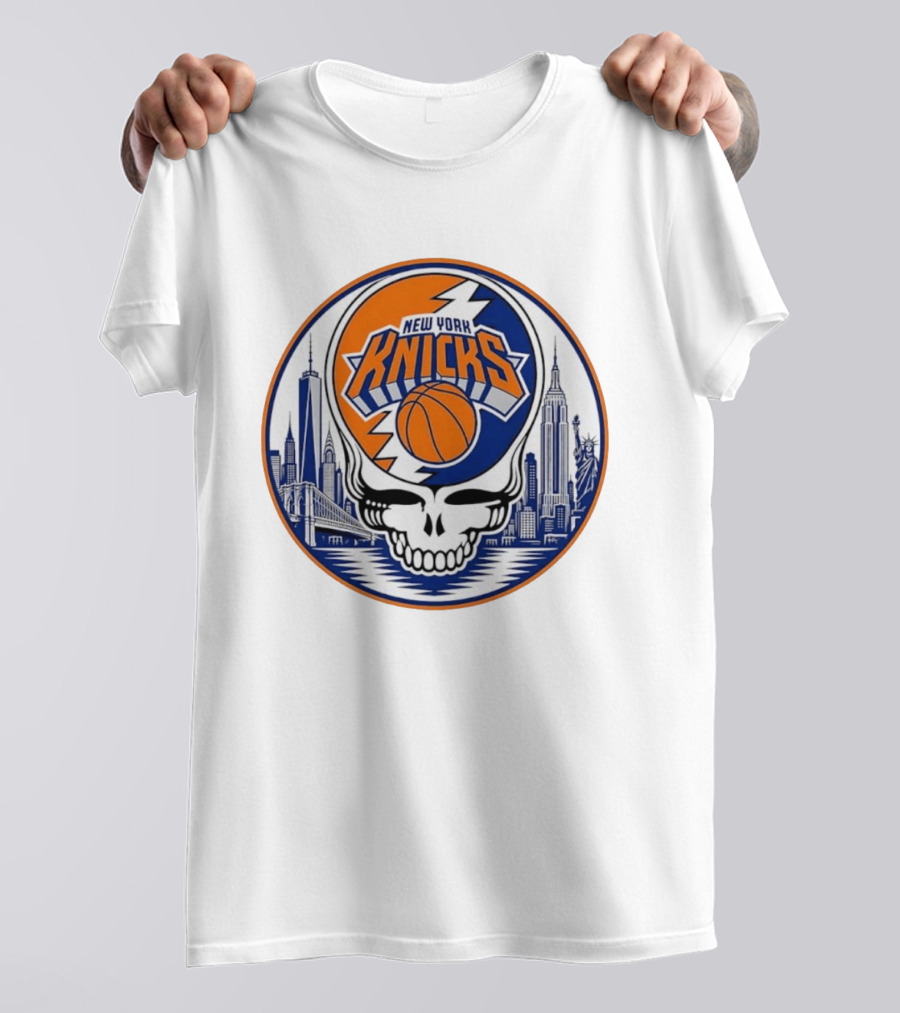 New York Knicks Grateful Dead Skyline Basketball T-Shirt