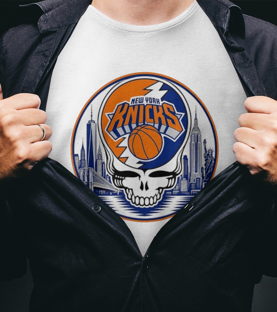 New York Knicks Grateful Dead Skyline Basketball T-Shirt