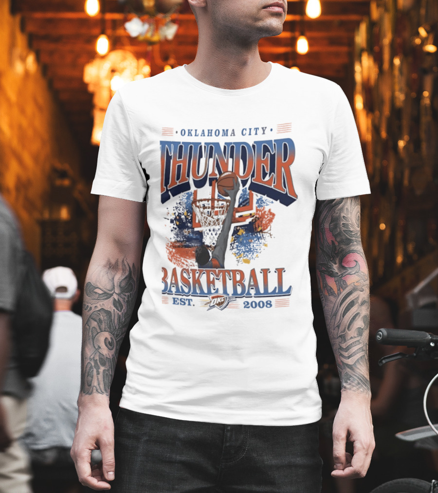 Oklahoma City Thunder Basketball Est 2008 OKC Slam Dunk Hoop T-Shirt