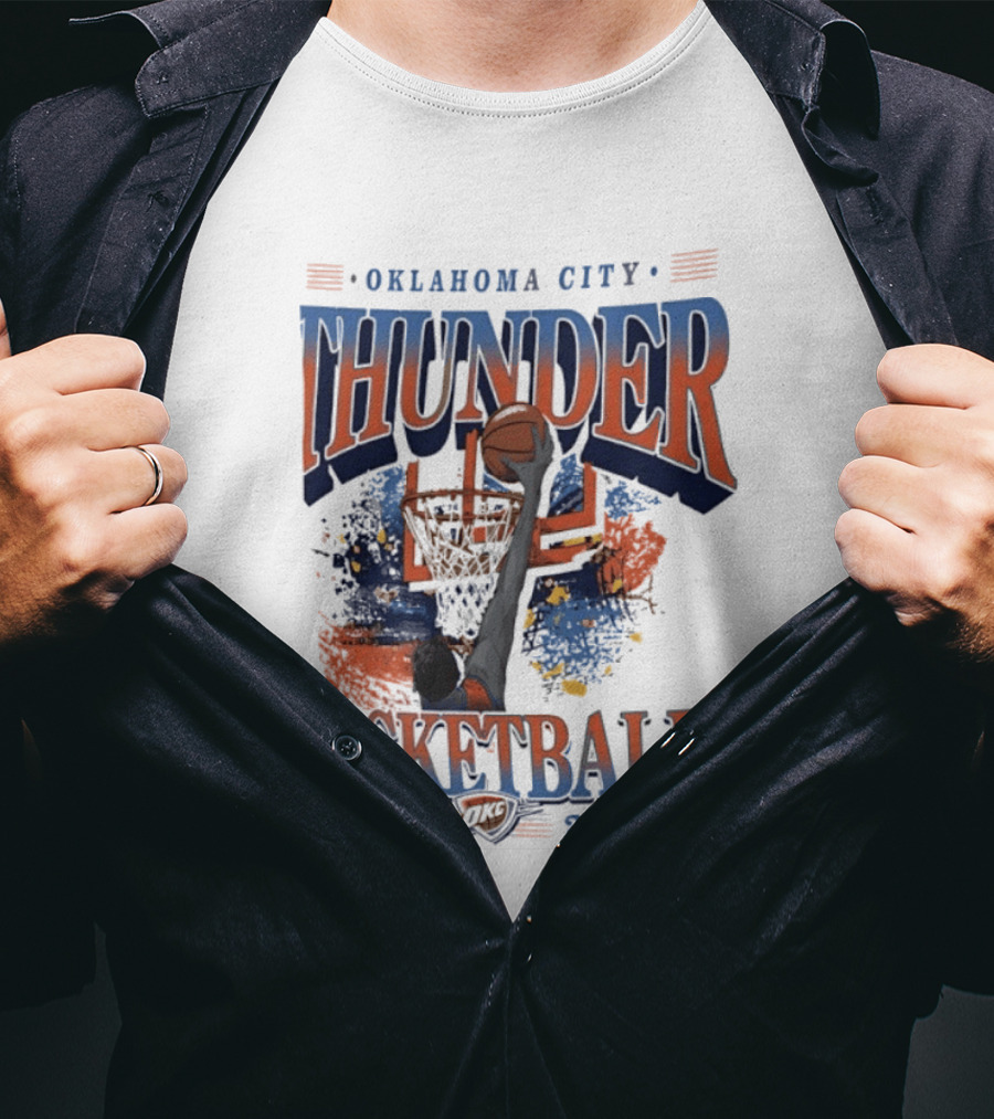 Oklahoma City Thunder Basketball Est 2008 OKC Slam Dunk Hoop T-Shirt