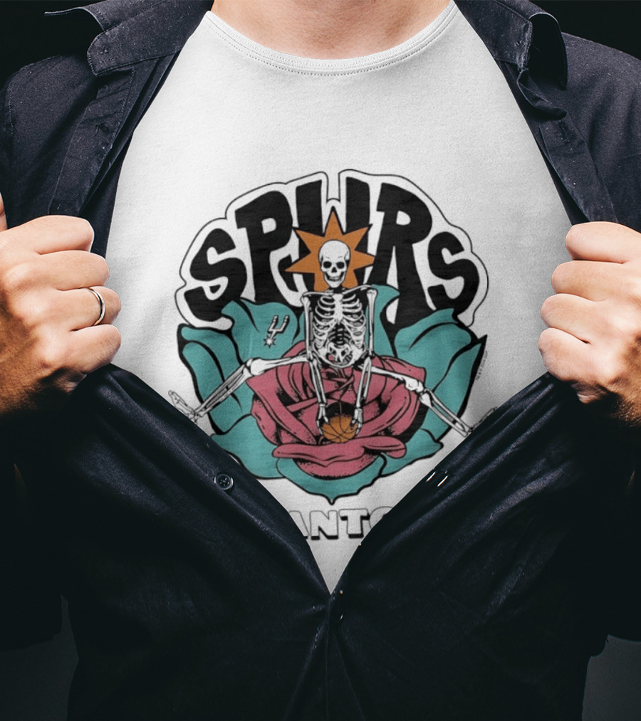 San Antonio Spurs Skeleton Basketball T-Shirt