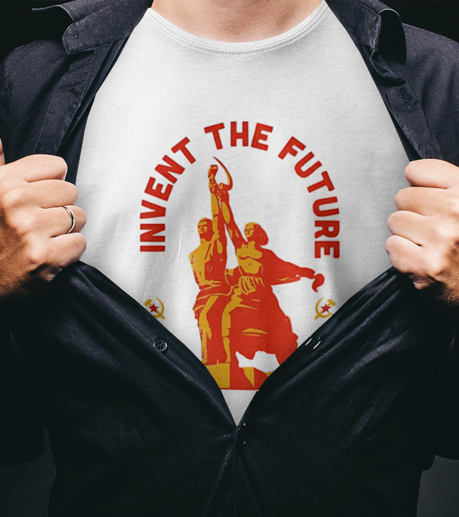 Invent The Future Est 1917 Worker And Kolkhoz Woman Statue T-Shirt
