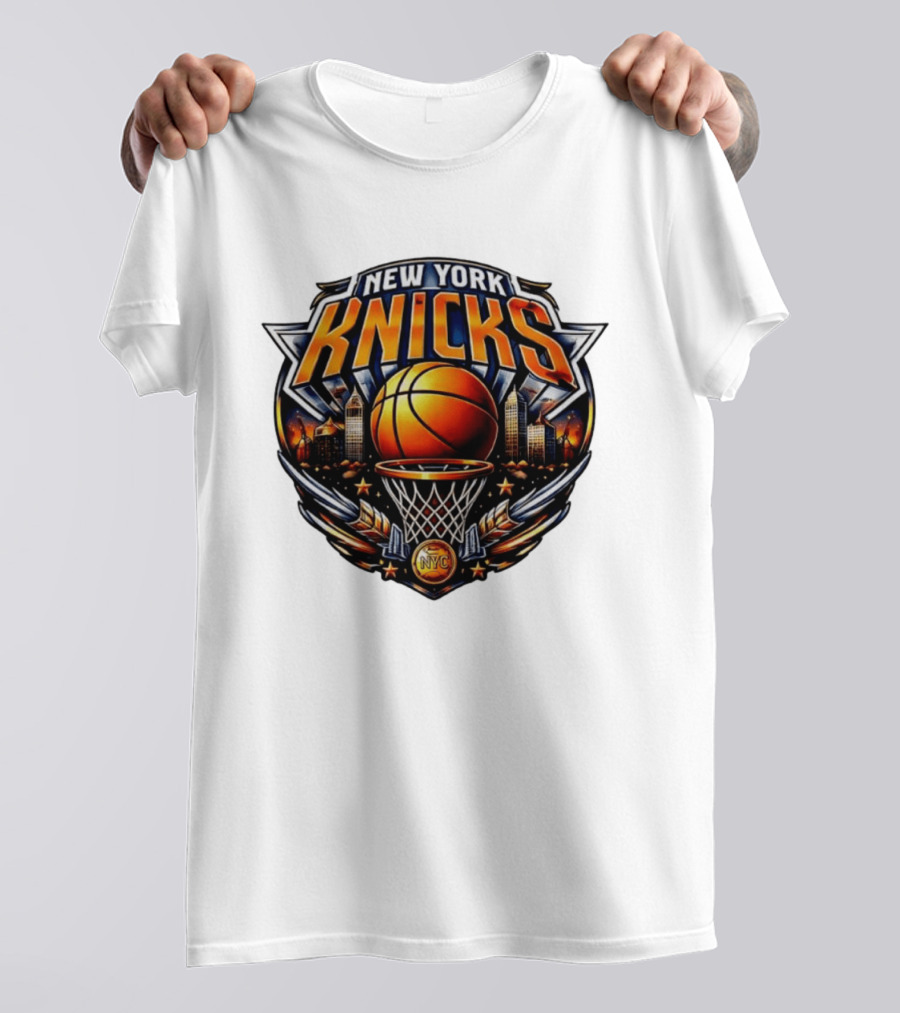 New York Knicks Basketball NYC Skyline Hoops T-Shirt