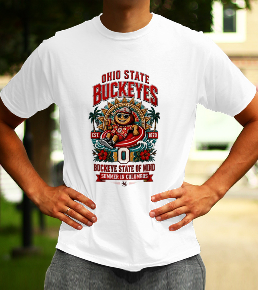 Ohio State Buckeyes Buckeye State Of Mind Summer In Columbus Est 1870 T-Shirt