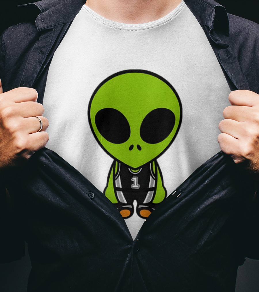 Alien Victor Wembanyama Cartoon Basketball Number 1 T-Shirt