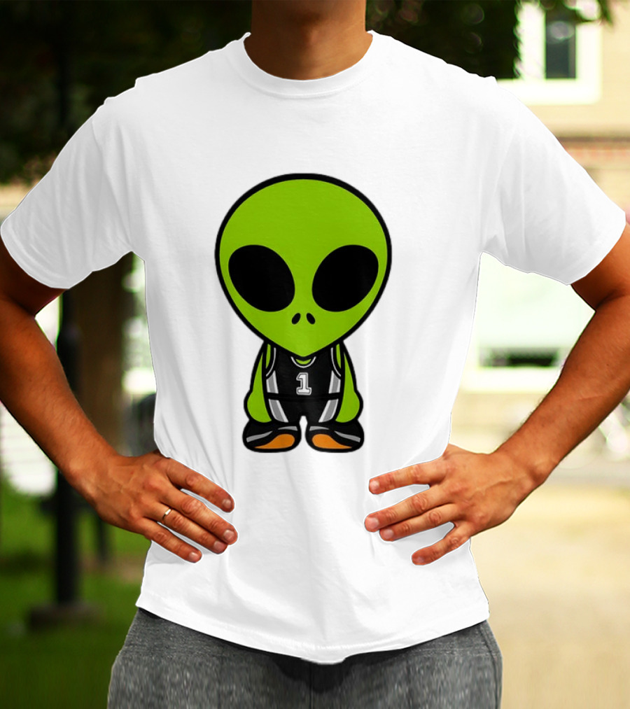 Alien Victor Wembanyama Cartoon Basketball Number 1 T-Shirt