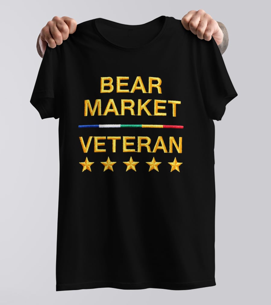 Bear Market Veteran Embroidered Text And Stars T-Shirt