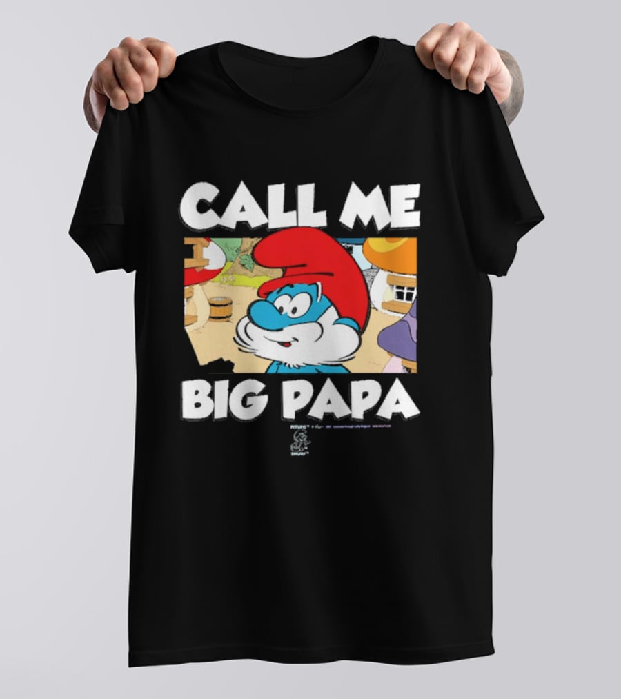 Call Me Big Papa Smurf Iconic Cartoon Character Scene T-Shirt