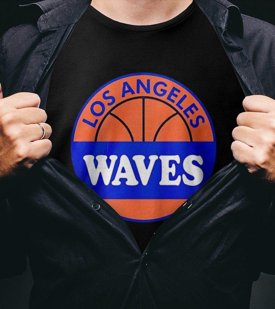 Los Angeles Waves Basketball Theme Circle T-Shirt