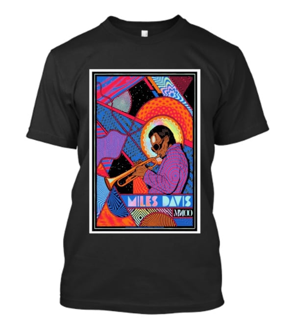 Miles Davis M100 Vibrant Foil Psychedelic Jazz Artistry Trumpet Player T-Shirt