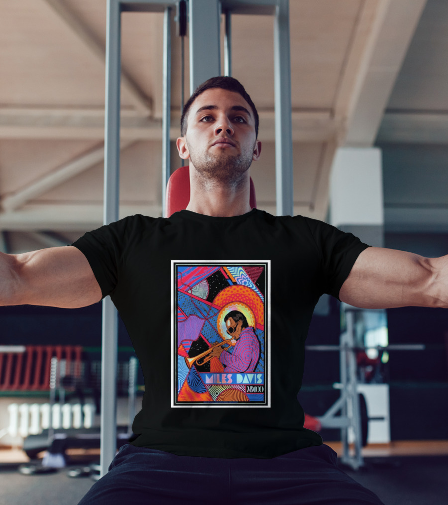 Miles Davis M100 Vibrant Foil Psychedelic Jazz Artistry Trumpet Player T-Shirt