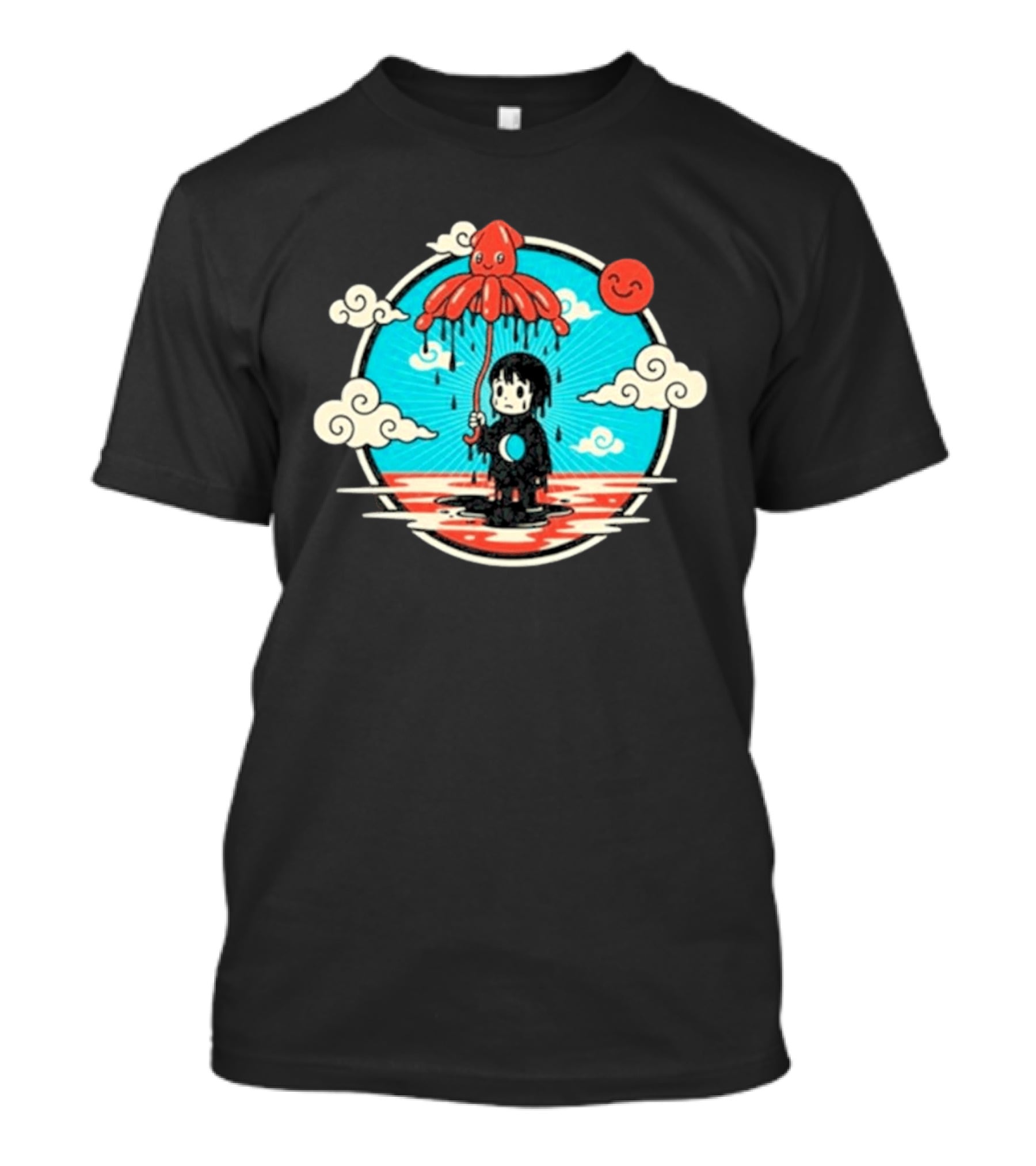 My Morning Jacket Squidboy Umbrella Character With Clouds And Smiling Sun T-Shirt