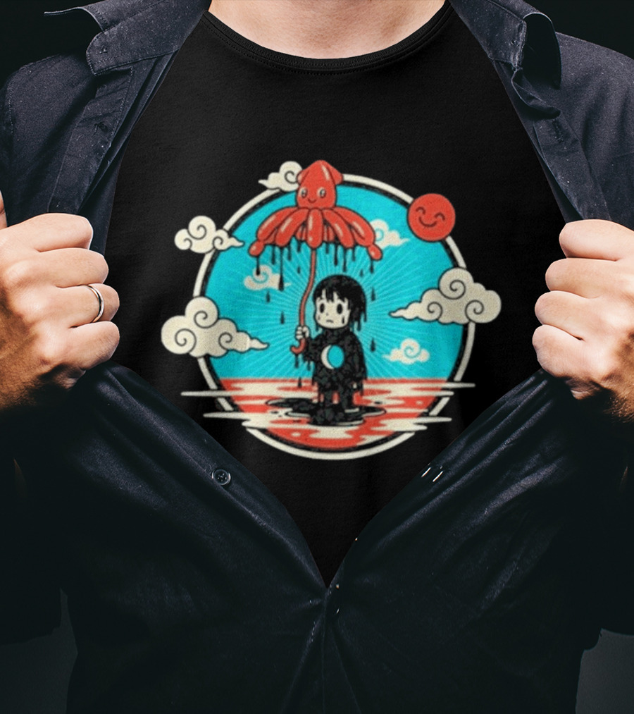 My Morning Jacket Squidboy Umbrella Character With Clouds And Smiling Sun T-Shirt