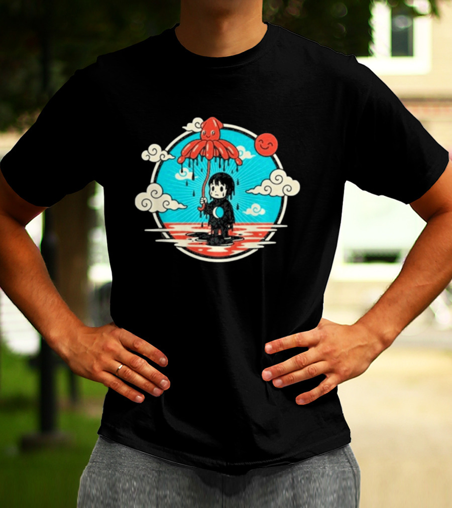 My Morning Jacket Squidboy Umbrella Character With Clouds And Smiling Sun T-Shirt