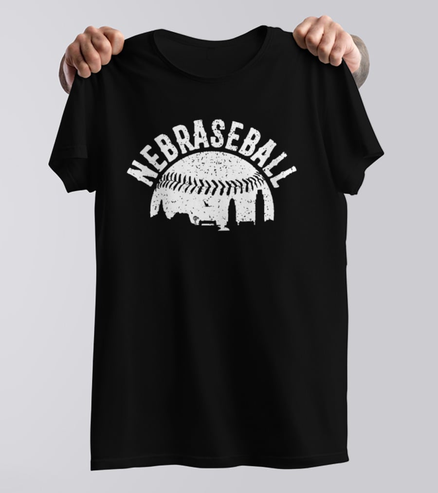 Nebraseball Skyline Nebraska Huskers Stadium Cityscape T-Shirt