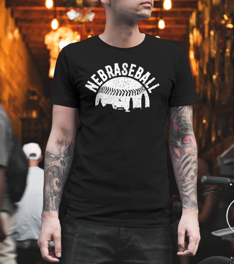 Nebraseball Skyline Nebraska Huskers Stadium Cityscape T-Shirt